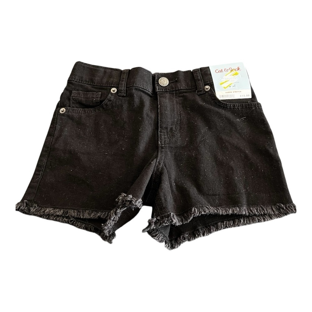 ❤️3/$15 NWT Cat & Jack Black Kids Cut Off Mid- Rise Shorts
